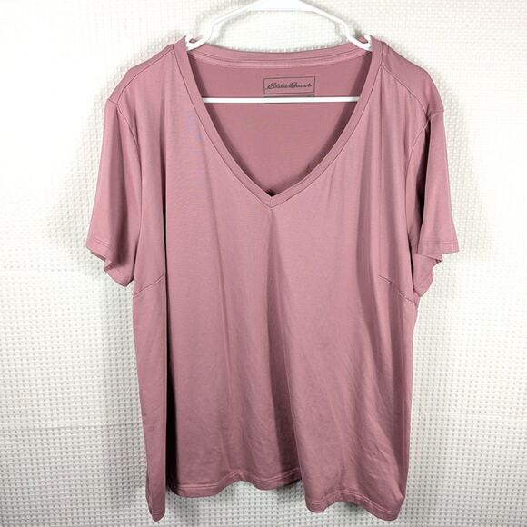 Eddie Bauer Women’s XXL Sleepwear V-Neck Short Sleeve Top Mauve Pink Stretch - Picture 1 of 4